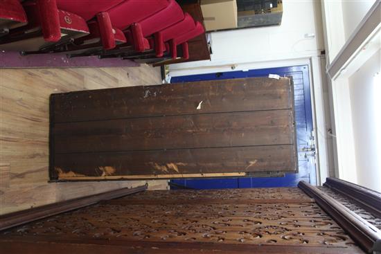 A 17th century Flemish carved oak coffer front, overall 5ft 7in. x 2ft 3in.